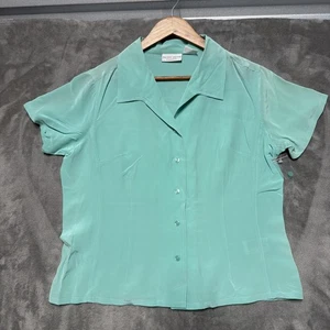 Vintage Jaclyn Smith Hemd Damen Large mintgrün Seide Knopfleiste Bluse - Bild 1 von 6