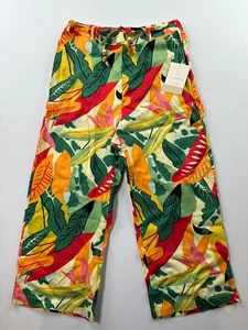 Nuevo con etiquetas Pantalones Cortos Capri Cinturón Resort Caligrafía Lino Tropical Pierna Ancha - Imagen 1 de 14