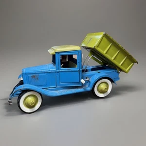 Vintage 1960s BUDDY L Ford Model A Dump Truck Tin Pressed Steel Blue Yellow 4242 - Picture 1 of 13