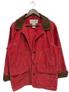 L.L. Bean Damen rot bestickt Cord Fasan Chore Jacke Gr. L Petite - Bild 1 von 9
