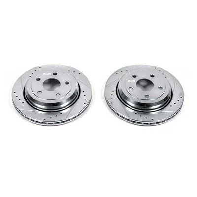 Par de rotores ranurados perforados PowerStop Evolution traseros para Jeep GrCherokee Foto 1 de 3