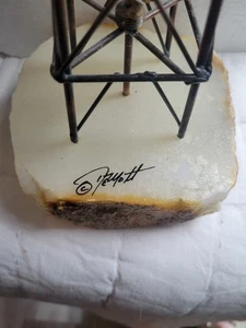Mid Century Modern Metal Art Oil Rig Rock Base Signed DeMott Jere's Era - Picture 1 of 2