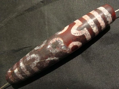 Bonita cuenta antigua natural tibetana grande rara Dzi *7 ojos* MM051 Foto 1 de 4