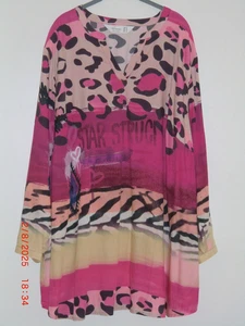Mia Moda Damen Tunika mehrfarbig pink schwarz gelb.... Animalprint Gr. 58 neu - Bild 1 von 11