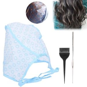 Hair Highlights Cap Set Reusable Highlight Cap with Hair Dyeing Brushes Hook - Picture 1 of 12