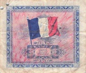France 5 Francs Series of 1944 WW II Issue Circulated Banknotes JO - Picture 1 of 2