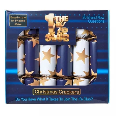 CAROUSEL HOME The 1% Club Christmas Crackers Pack of 6 with Quiz Questions & Challenges