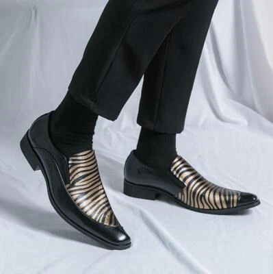 Para hombres Primavera Otoño Empalme Zapatos Formales Punta Punta Punta Sin Cordones Fiesta Informales Chic  Foto 1 de 4