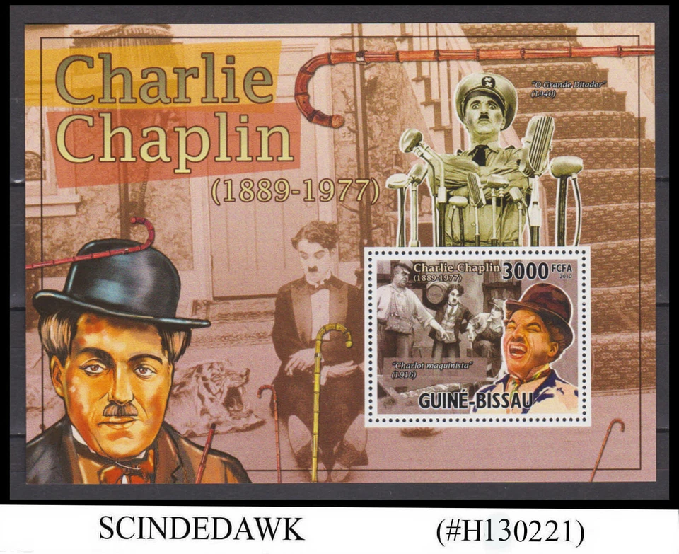 GUINEA-BISSAU - 2 010 CHARLIE CHAPLIN / ACTOR MIN/SHT MNH - Image 1 of 1
