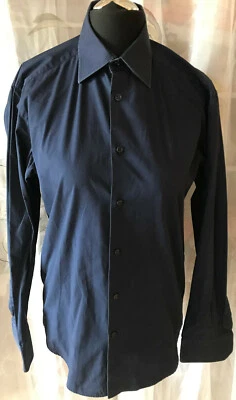 Camisa masculina Sarar Getzner manga longa azul escuro L 40 algodão SLIMFIT - Imagem 1 de 4