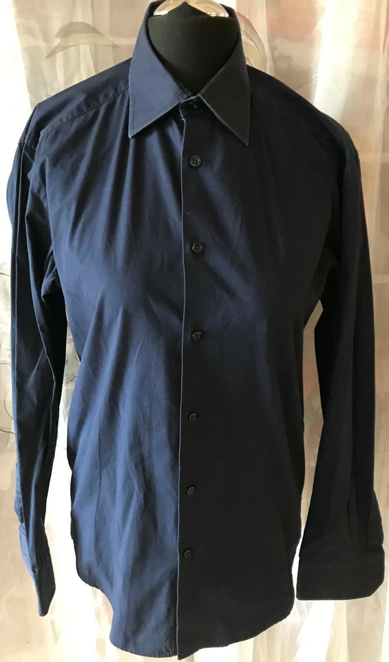 Мужская рубашка Sarar Getzner с длинным рукавом темно-синяя L 40 хлопок SLIMFIT - Изображение 1 из 4