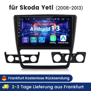 Radio de coche 10"" Android 13 Carplay para Yeti 2008-2013 USB DSP DAB+ WIFI BT 2+64G - Imagen 1 de 12