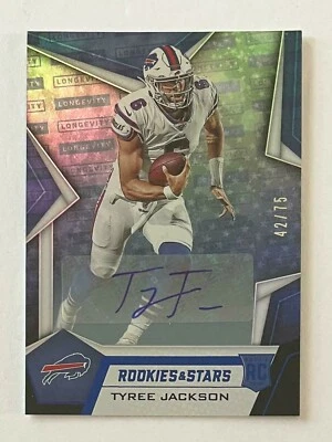 2019 Rookies & Stars Longevity Signatures Blue /75 Tyree Jackson Rookie Auto - Image 1 of 2