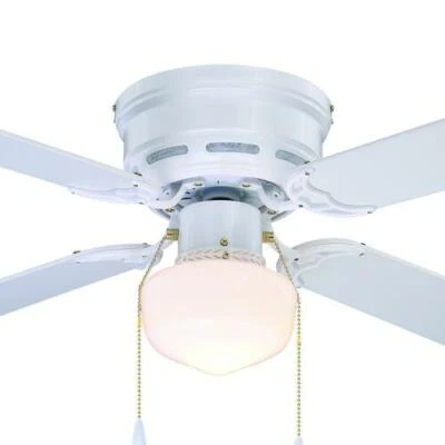 42" Small Room White Washed Oak Indoor Pull Chain Ceiling Fan Dimmable LED Light - Image 1 of 4