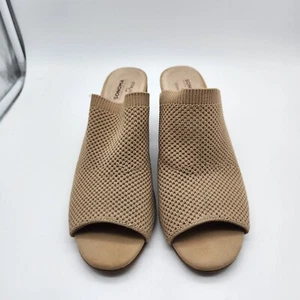 Sonoma Slip On open toe 3" heeled clog/mule Women's shoes Beige sz 9M - Picture 1 of 9