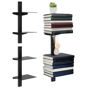 Invisible Floating Bookshelf for Wall 4 Tier Vertical Spine Bookshelf Heavy-D... - Picture 1 of 8