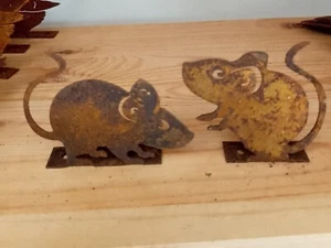 Rusty Metal Mouse Cut Out Silhouette Set Of 2 - Picture 1 of 7