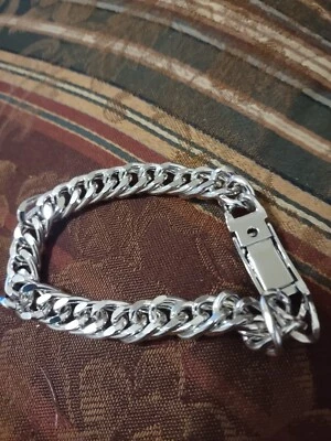 Pulsera, 8x3/8 pulgadas de acero inoxidable, cadena de bordillo Foto 1 de 4