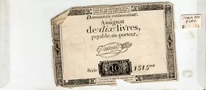 Billete (Asignat) Francia 10 Livres 1792 PA66b - Imagen 1 de 2