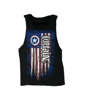 Marvel Red Chapter Captain America Top Black Large Flag Cutout Back Graphic Tank - Bild 1 von 7