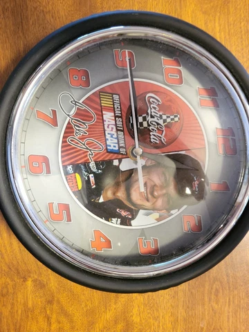 Dale Earnhardt Jr NASCAR Coca-Cola Metal Wall Clock 7" Works EXCELLENT Coke Cover