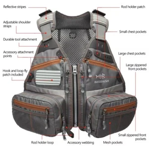 Bassdash Fly Fishing Vest For Youth Adults Adjustable Size Multi Pockets - Picture 1 of 7