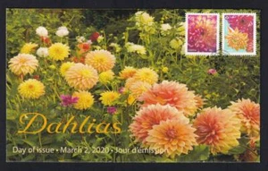 Canada limited edition private FDC, 2020 Dahlias, 'P' pair from booklet - Picture 1 of 1