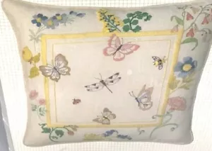 BUCILLA crewel Pillow Kit #48884 Butterflies Dragonfly Flowers 16" Square VTG - Picture 1 of 7