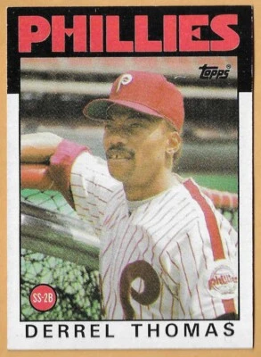 DERREL THOMAS PHILADELPHIA PHILLIES #158 - TOPPS NM-MT 1986 - Image 1 of 2