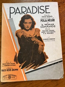 1931 Noten Paradise Ballard von Pola Negri Eine Frau befiehlt Lied Vintage - Bild 1 von 3