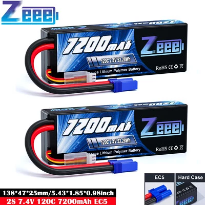 2x Zeee 2S Lipo Akku 7.4V 7200mAh 120C EC5 Hardcase Batterie für RC Auto Drone - Bild 1 von 4