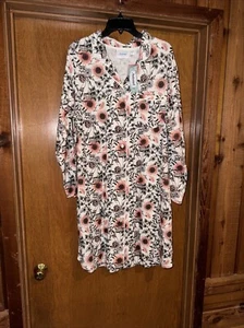 VTG National Button Down Sleep Shirt Soft Cotton Nightgown Granny Chic - Picture 1 of 8