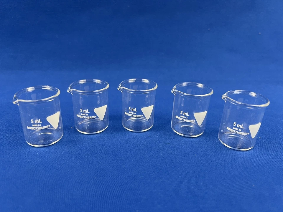 Becherglas 5 mL niedrige Form 5 Stück Rasotherm DWK Laborglas Laborzubehör Neu