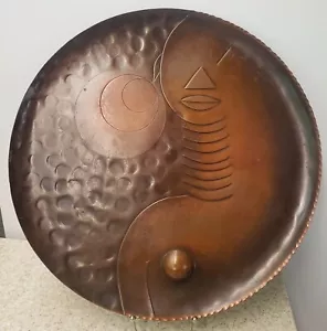 Francisco Frank Rebaje's Kupfer skulptural 17" dekoratives afrikanisches Frauentablett - Bild 1 von 11