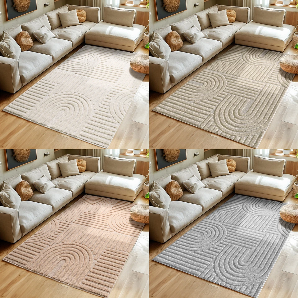 Teppich Wohnzimmer Küchenteppich Schlafzimmer Beige 3D Design Flauschig Weich - Bild 1 von 1