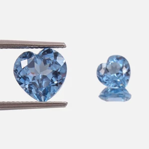 Matched Pair Natural Brazilian Blue Aquamarine Heart Loose Gemstone Cut 7x7 MM - Picture 1 of 6