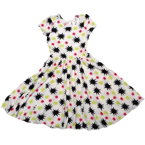 Dot Smile Girls 8 10 Neon Burst Cap Sleeve Twirl Dress Black Pink Yellow NWT - Picture 1 of 5