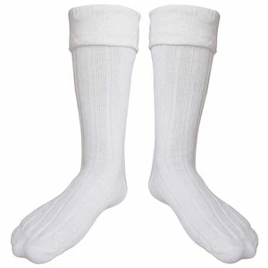 Scottish Men's Deluxe Wool Blend White Kilt Hose Socks  - Picture 1 of 3