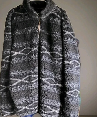 Alpine Sherpa Jacket Navy Blue Pullover 1/4 Zip Aztec Southwest Soft Sweater XXL - Image 1 of 4