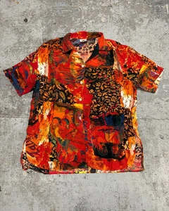 2000s Iceberg Red Exotic Painting Print Shirt (M) - Picture 1 of 8