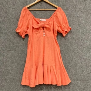 Salty Bright Dress Womens Size 8 Peach Short Sleeve V-Neck Mini 24922 - Picture 1 of 9