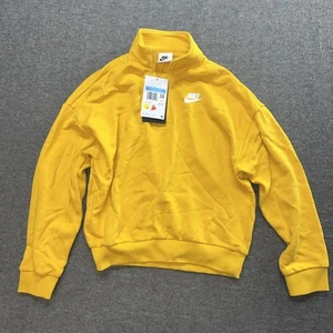 Nike girls quarter zip yellow pullover sweatshirt size medium NWT - Picture 1 of 9
