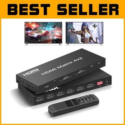 HDMI Matrix Switch 4K 4x2 with Remote Control - Image 1 of 4
