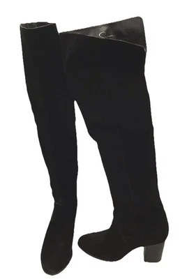 Jessica Simpson Botas Ebby Sobre la Rodilla Gamuza Negras con Tacón Bloque Talla 10M Foto 1 de 4