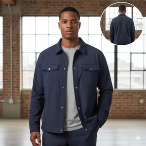 Lululemon Twill Utility Funktions Feldjacke Herren XL dunkelblau Druckknopfleiste - Bild 1 von 10