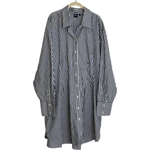 Gap Womens Shirt Dress XXL Tall Gray White Vertical Stripe Button Front Cotton - Picture 1 of 5