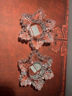 Yankee Candle Glass Crystal Snowflake Tea Light Candle Holders, Set Of 2 - Image 1 of 4
