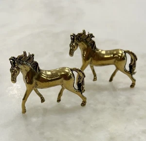 2 Vintage massive Messing Pferde Miniatur Skulptur Figuren Mustang - Bild 1 von 12