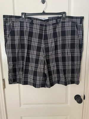 Faded Glory Men's Black & Gray Plaid Shirts Size 52 Flat Front 9 In Inseam NWT - Image 1 of 4