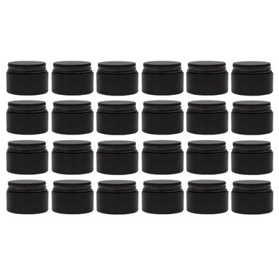 Black Mini Glass Balm Jars 24pk; 30ml/1oz Little Cosmetic Jars w/ Metal Lids - Image 1 of 4